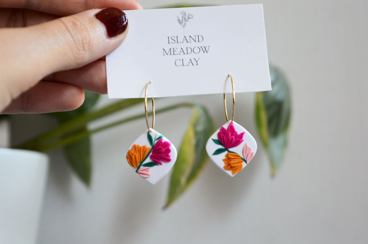 Floral Drop Clay Earrings - Summer Romance