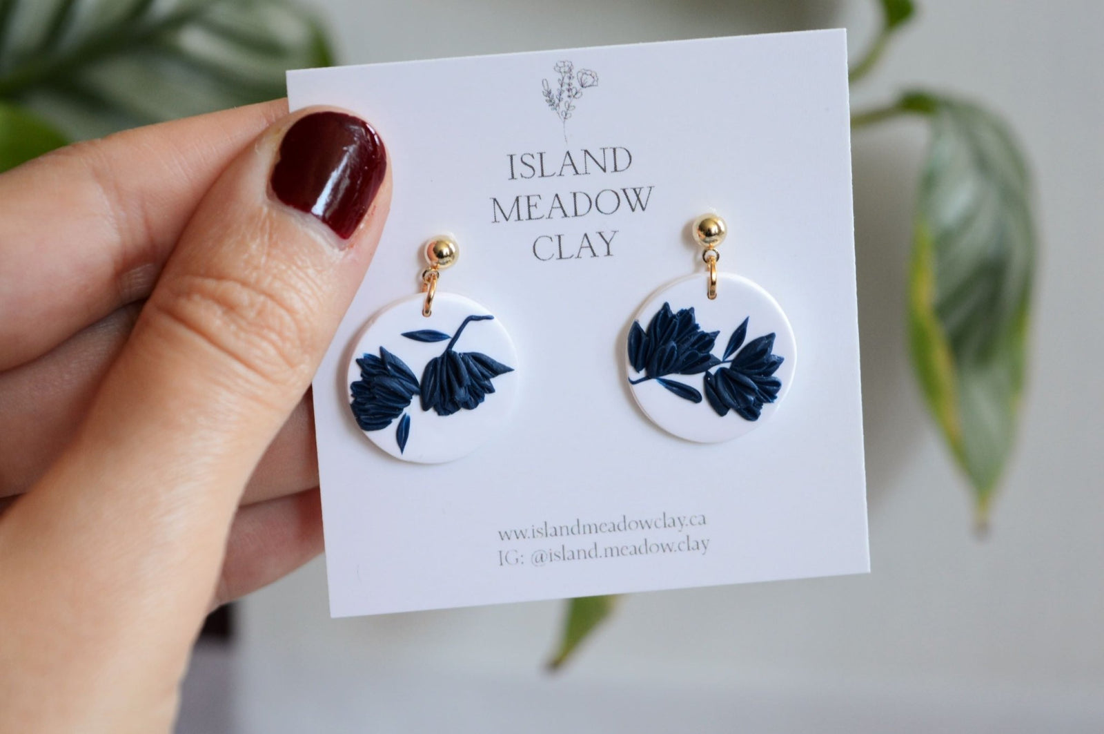 Mini Floral Clay Earrings - Grecian Blue