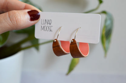 Birch Bark Hoop Earrings - Pink Lunar Moose