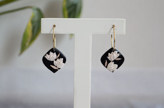 Floral Drop Clay Earrings - Guinness Island Meadow Clay
