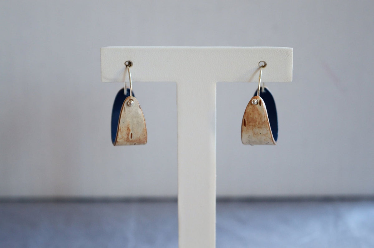 Birch Bark Hoop Earrings - Blue