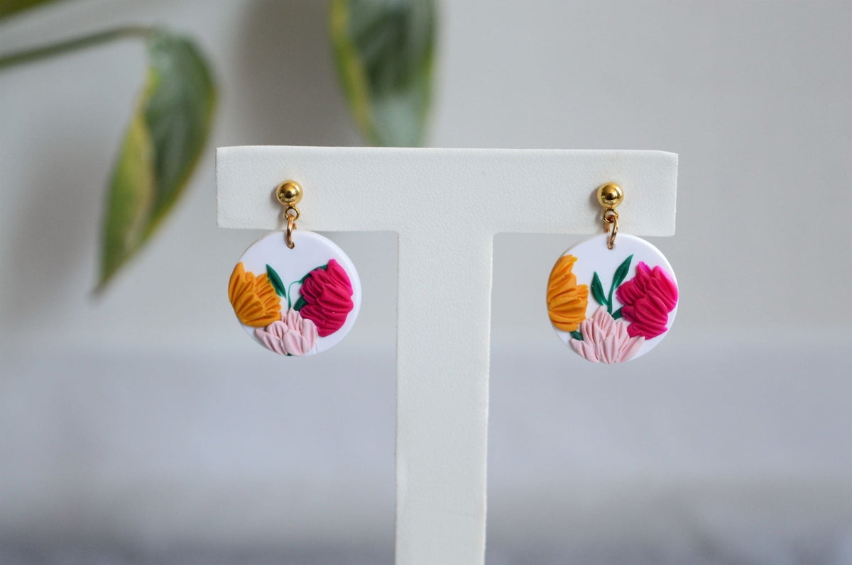 Mini Floral Clay Earrings - Summer Romance