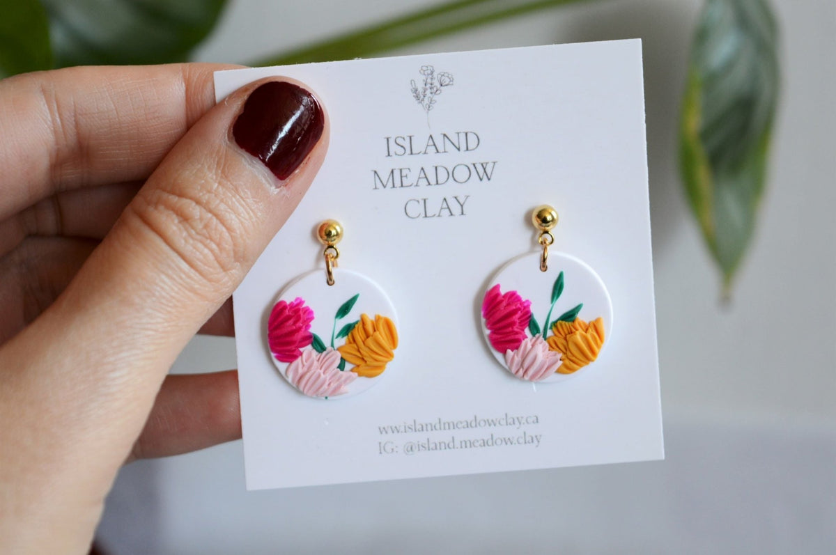 Mini Floral Clay Earrings - Summer Romance