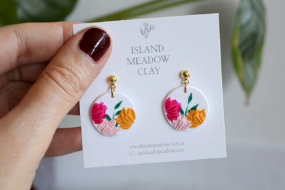 Mini Floral Clay Earrings - Summer Romance Island Meadow Clay