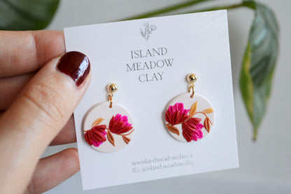 Mini Floral Clay Earrings - Autumn Island Meadow Clay