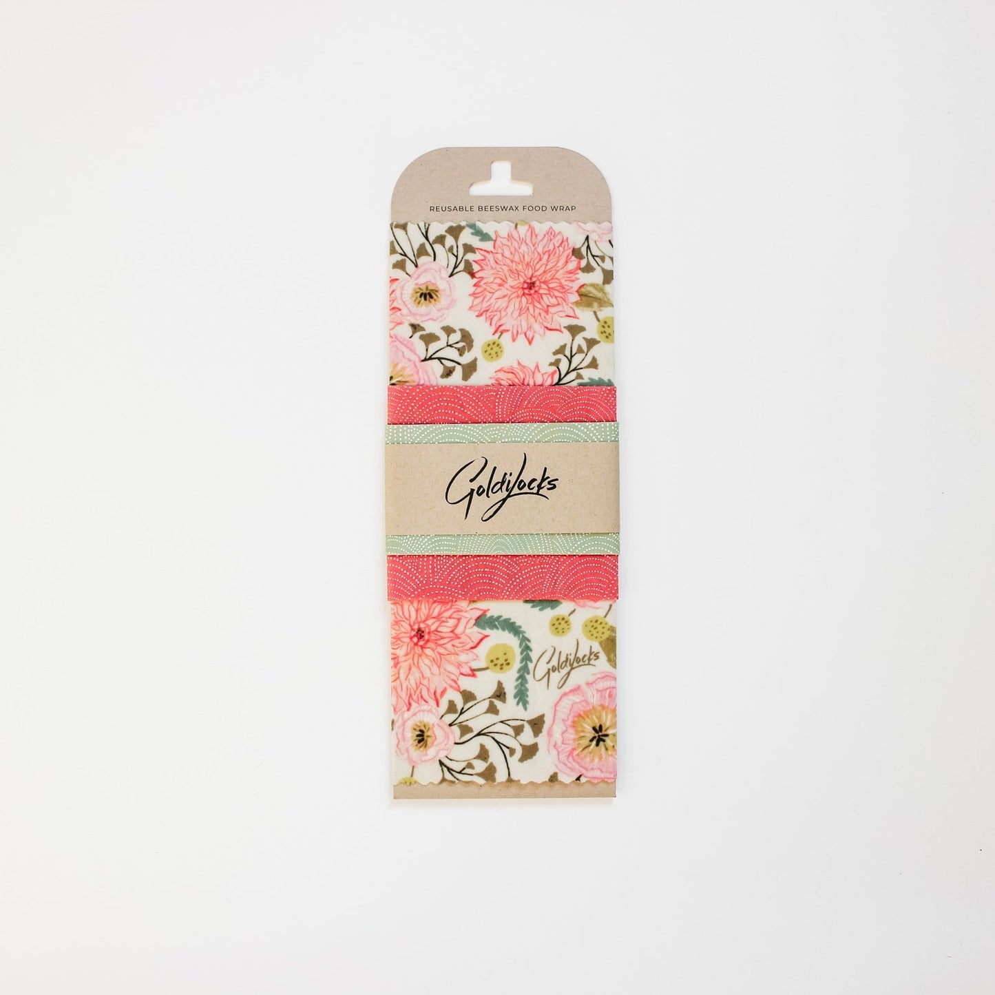 Beeswax Food Wrap Set - Pink Floral Goldilocks