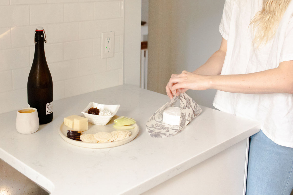 Medium Beeswax Food Wrap - Black Floral