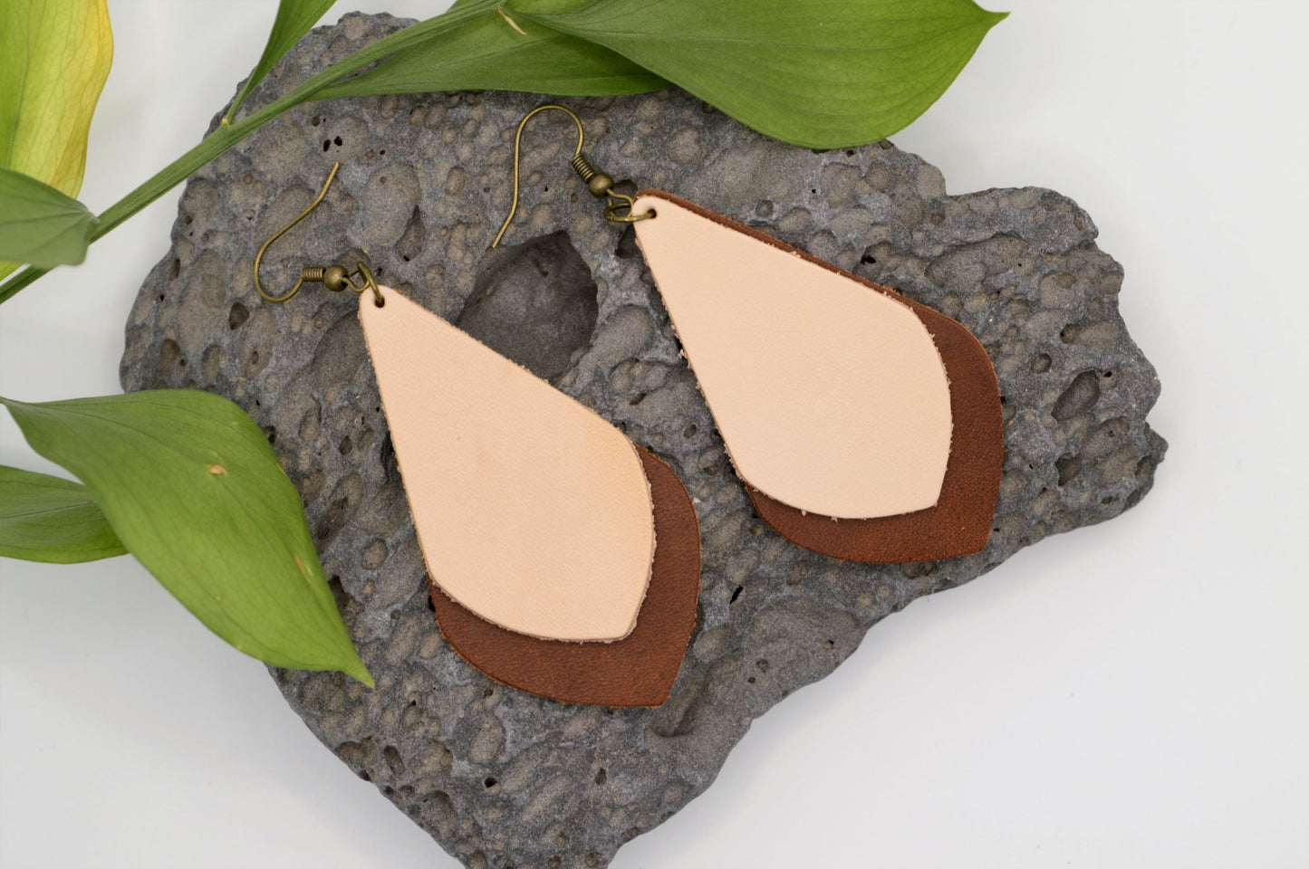 Leather Earrings - Brown Springbok Craft Co