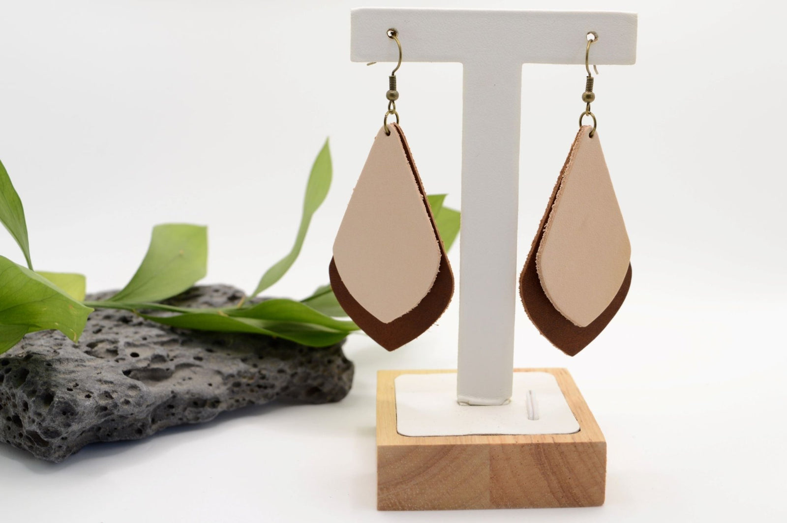 Leather Earrings - Brown