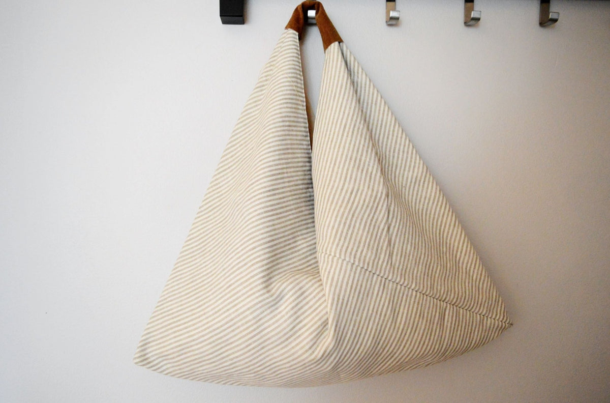 Triangle Bag - Beige Stripes